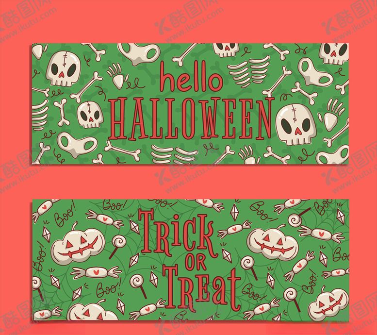 编号：71224310290802432201【酷图网】源文件下载-2款绿色骷髅南瓜头banne