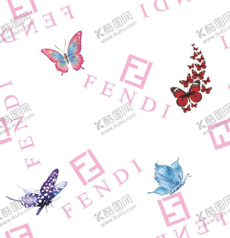 编号：77393809190018176628【酷图网】源文件下载-大牌古驰蝴蝶数码印花
