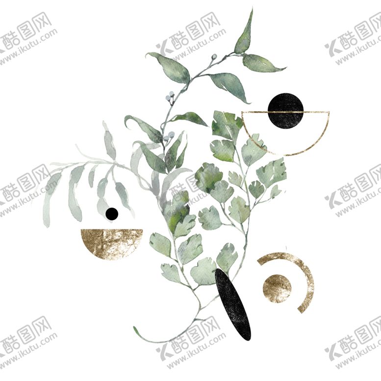 编号：77036509271933524008【酷图网】源文件下载-小清新水彩植物树枝