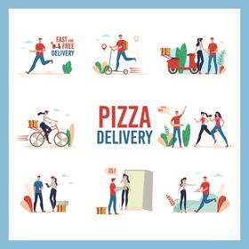 披萨配送服务插画