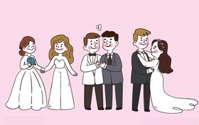 粉色浪漫婚礼情人节情侣