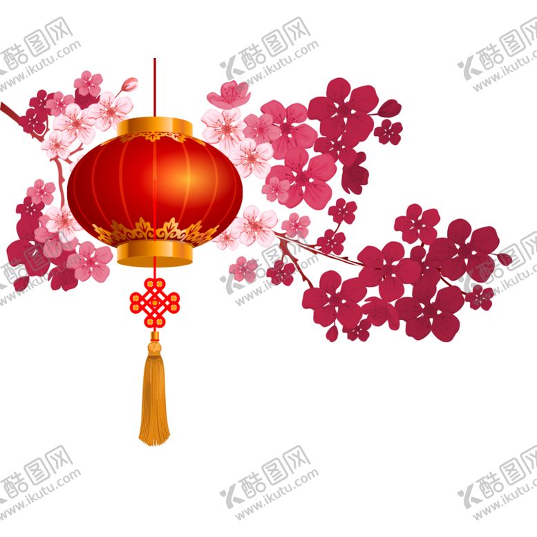 编号：55599504290633135151【酷图网】源文件下载-中国风灯笼梅花元素PNG