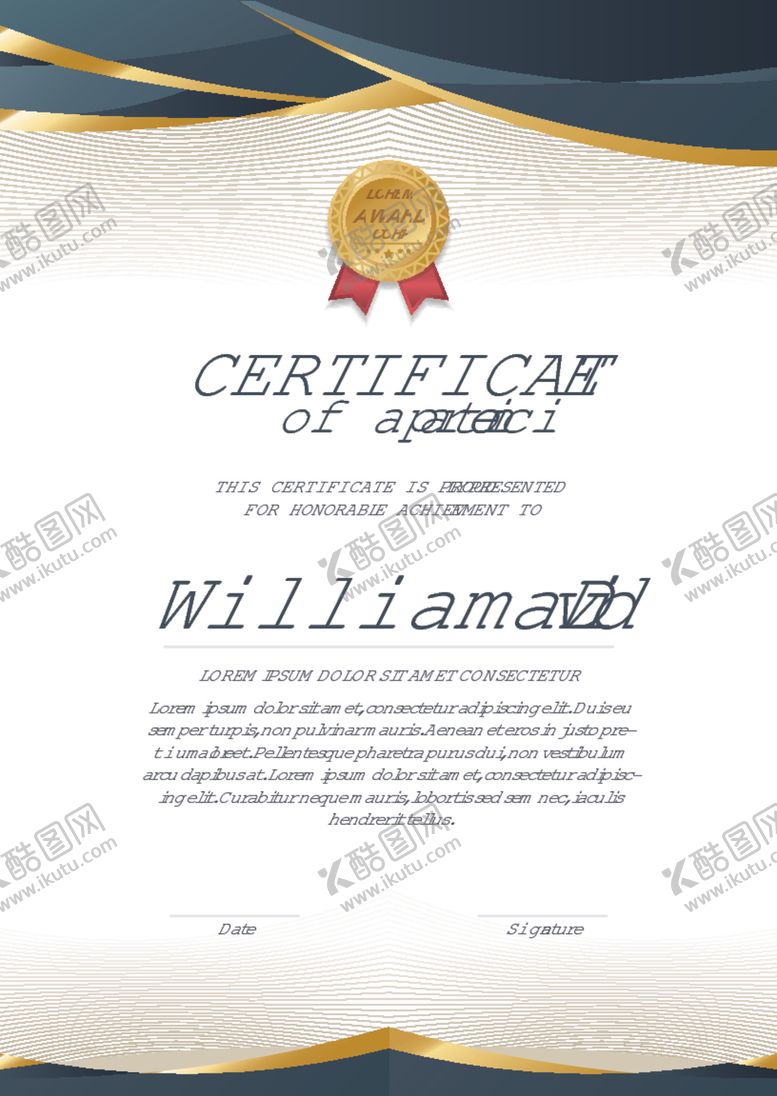 编号：22050609230535097367【酷图网】源文件下载-证书模板