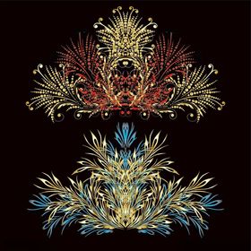 华丽多彩植物装饰图案