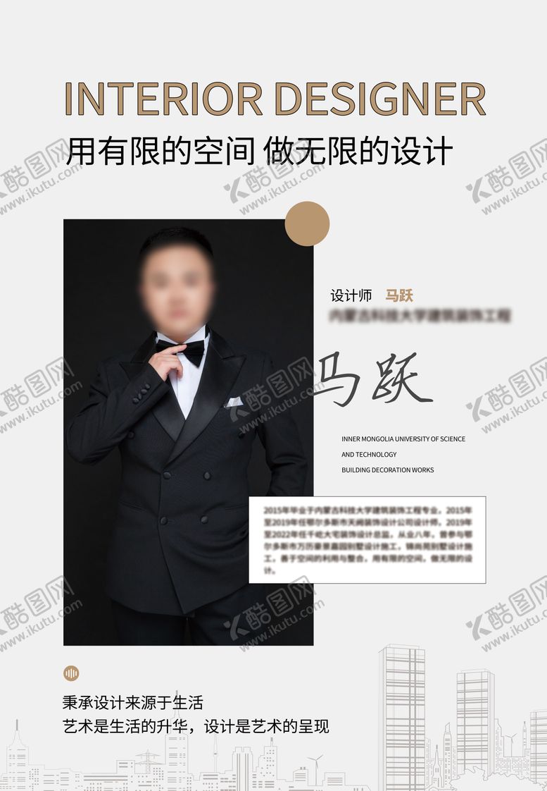 编号：28247203101243128056【酷图网】源文件下载-设计师介绍海报展板