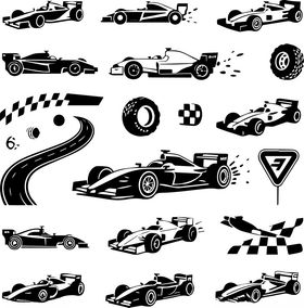 赛车元素矢量图案集合