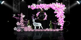 粉色婚礼背景主题布置裸时尚