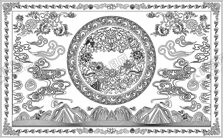 编号：95679002110317361136【酷图网】源文件下载-线描唐卡