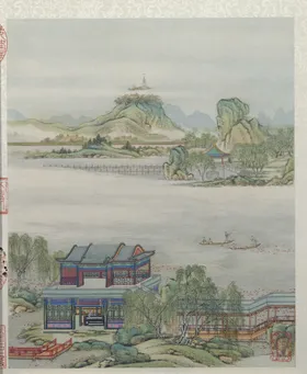 山水画素材清朝场景绘书法墨