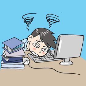 卡通工作忙晕的人