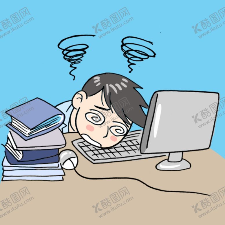 编号：36126607090635086319【酷图网】源文件下载-卡通工作忙晕的人