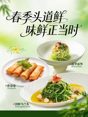 春季餐饮美食海报KT板
