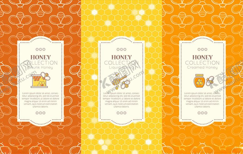 编号：22416709270938194793【酷图网】源文件下载-背景矢量蜜蜂三张