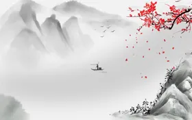 水墨山水背景远禅意