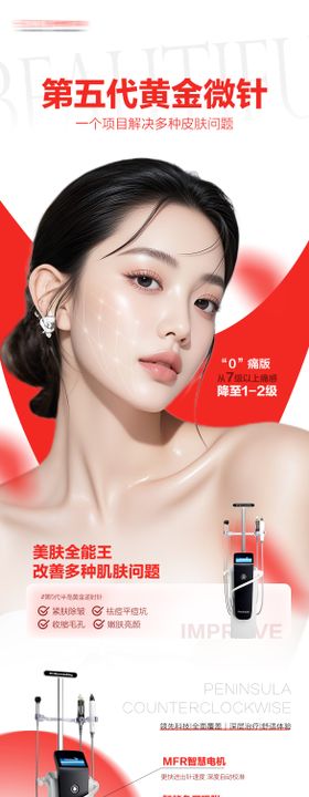 医美第五代黄金微针仪器抗衰宣传海报