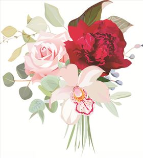 手捧花束矢量插画
