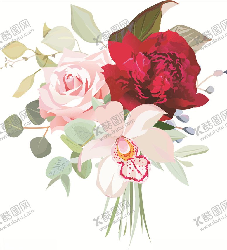 编号：76751507081057116534【酷图网】源文件下载-手捧花束矢量插画