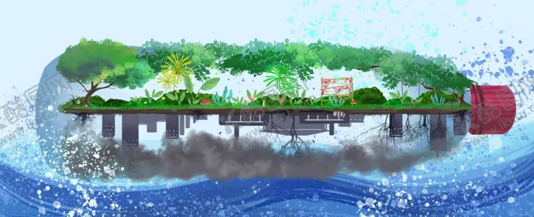 编号：22202905070232064916【酷图网】源文件下载-瓶子山水国风建筑插画背景