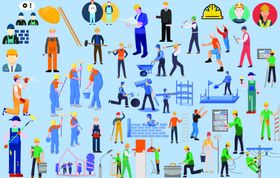 建筑工人插画卡通免拘图