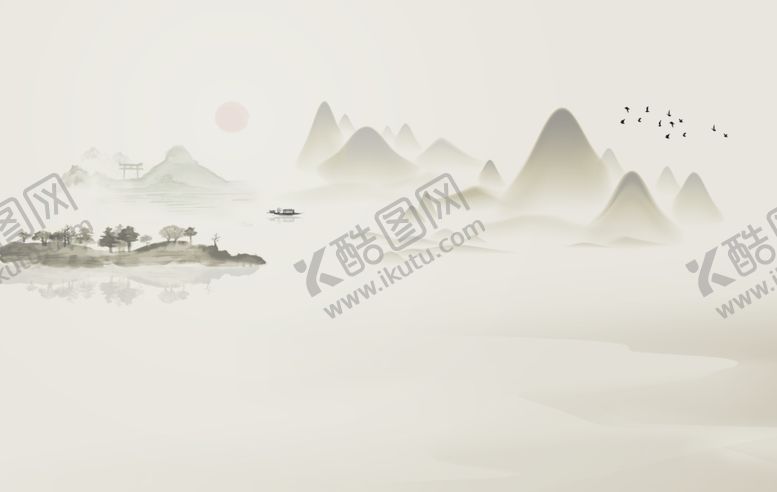 编号：70511705291025027358【酷图网】源文件下载-水墨山水意境图