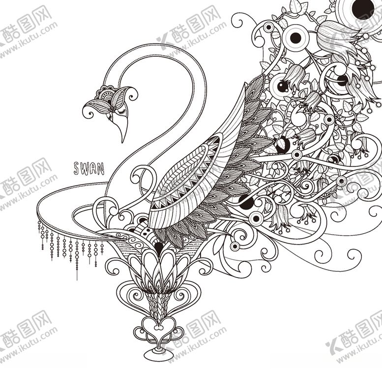 编号：18310309161229366804【酷图网】源文件下载-矢量动物植物线稿
