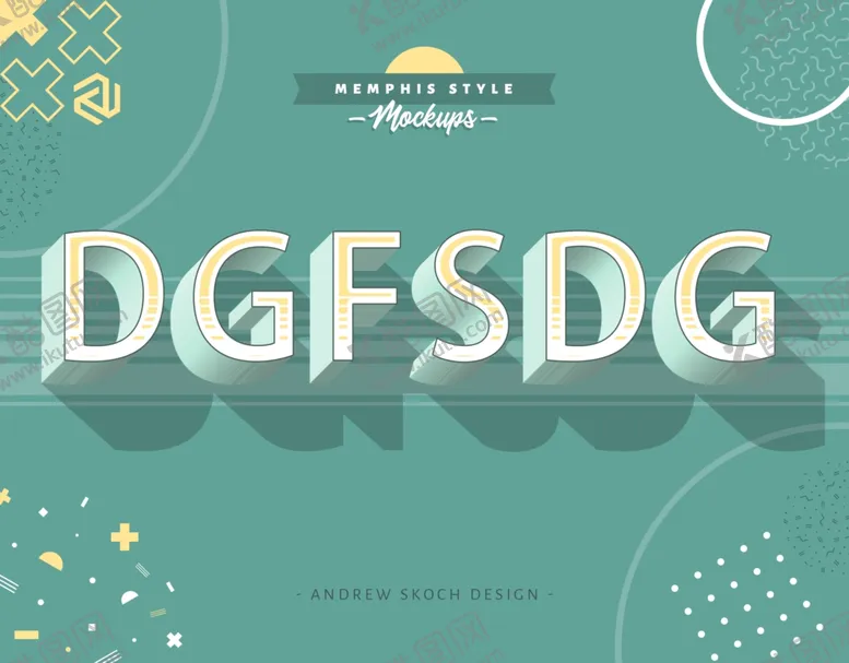 编号：75427809261611177984【酷图网】源文件下载-孟菲斯3D字体效果可更换文字