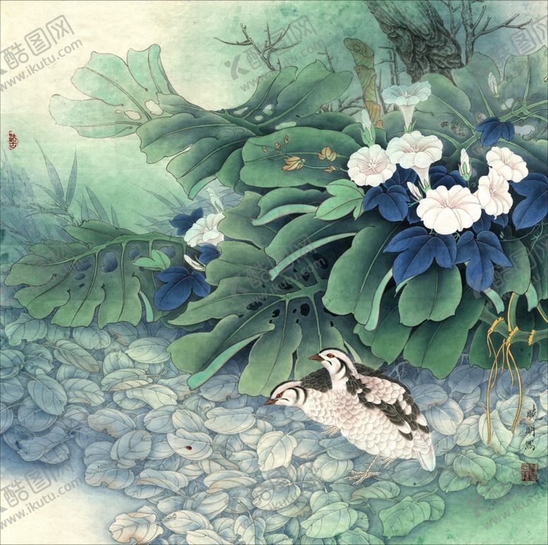 编号：64904705150244413429【酷图网】源文件下载-中式古典花鸟工笔画