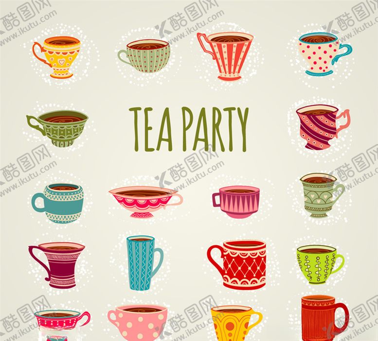 编号：73552410311120376819【酷图网】源文件下载-彩色茶杯设计矢量素材