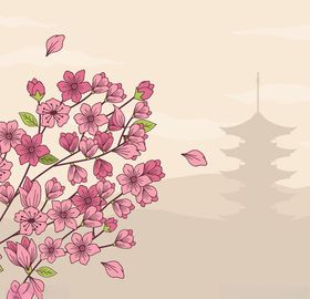 樱花树植物卉AI矢量图
