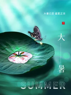 大暑刷屏主题莲花宣传单