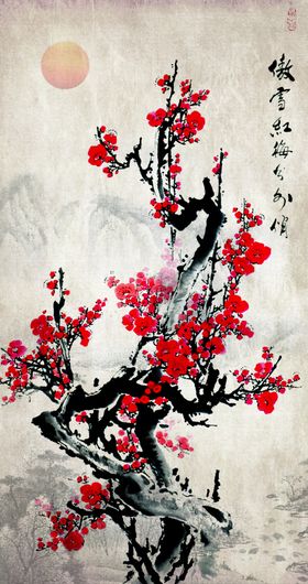 新中式水墨梅花玄关画