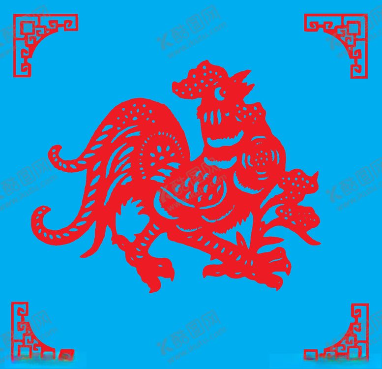 编号：41498610070724361273【酷图网】源文件下载-鸡剪纸