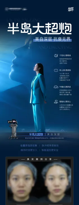 医美半岛大超炮仪器抗衰案例创意海报