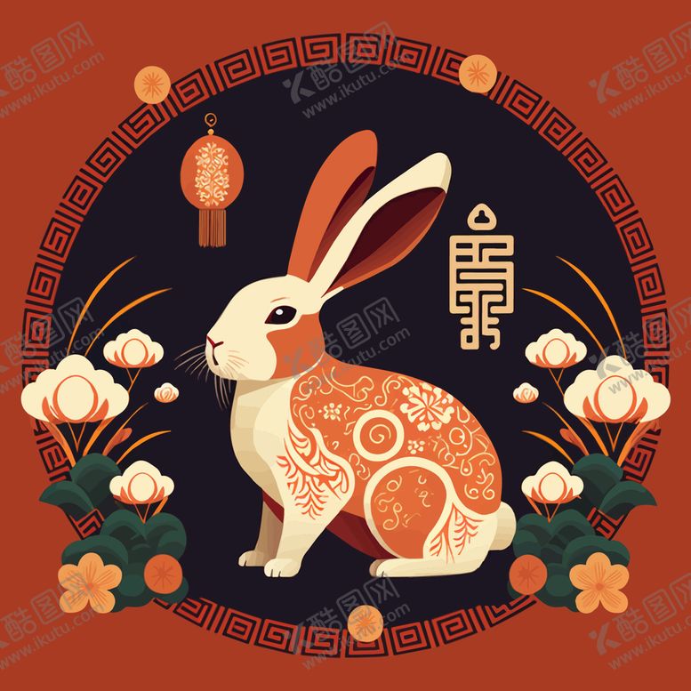 编号：04723109271344394827【酷图网】源文件下载-2023新年海报 卡通兔子剪纸