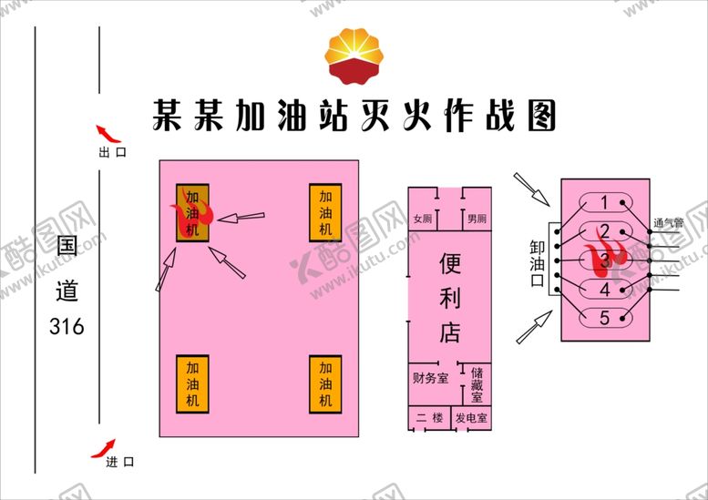 编号：73602602221432592187【酷图网】源文件下载-加油站灭火作战图