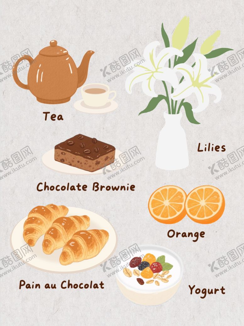 编号：63947004060016311556【酷图网】源文件下载-精致茶点与花卉优雅组合