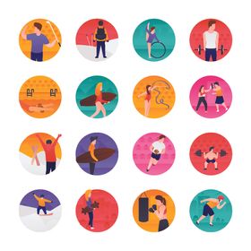 手绘卡通格斗人物英雄形态矢量图