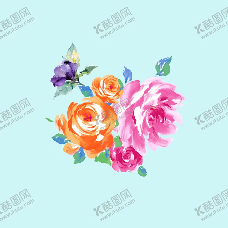 编号：42510309121705123078【酷图网】源文件下载-手绘水彩月季 