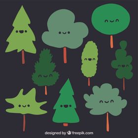 可爱表情树木矢量