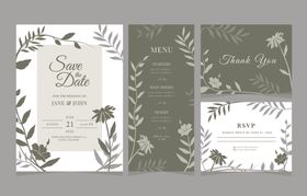 清新绿植婚礼请柬