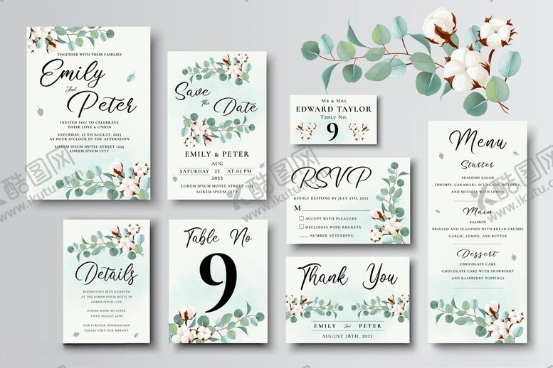 编号：39924704042109119517【酷图网】源文件下载-清新婚礼邀请函