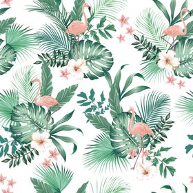 热带植物花卉无缝图案