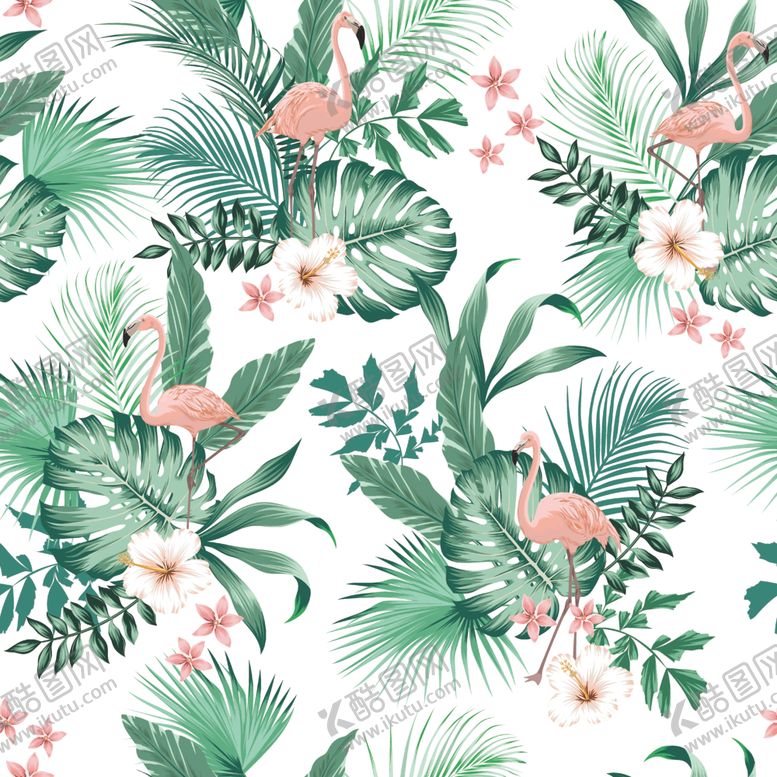 编号：95908104041514429050【酷图网】源文件下载-热带植物花卉无缝图案