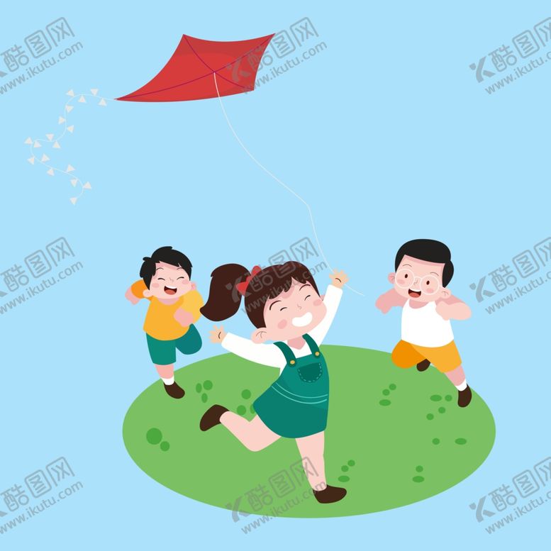 编号：42823303280221131830【酷图网】源文件下载-放风筝的小朋友