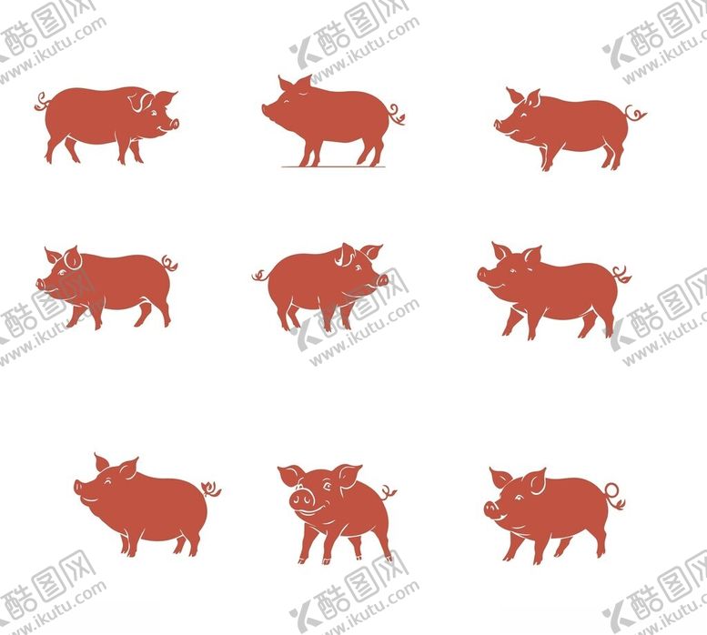 编号：44527902130845118488【酷图网】源文件下载-猪插画
