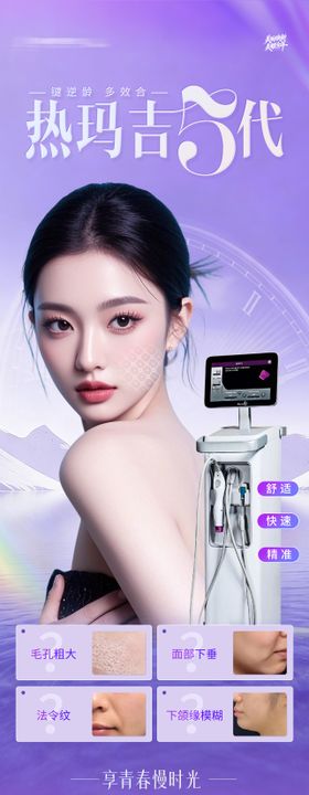 医美热玛吉5代仪器抗衰案例创意海报