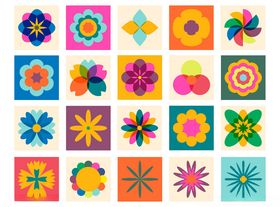 多彩几何花卉图案集合