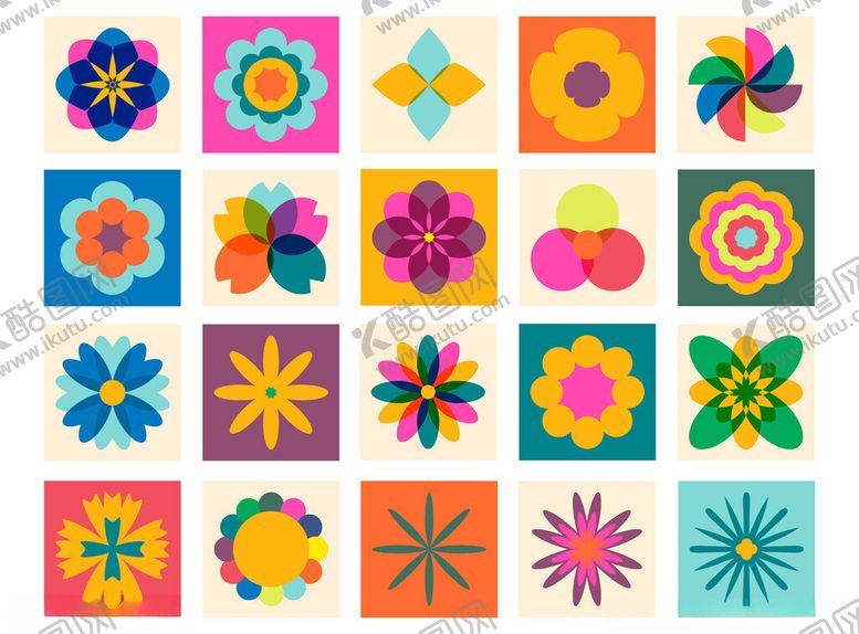 编号：48413711150224039992【酷图网】源文件下载-多彩几何花卉图案集合