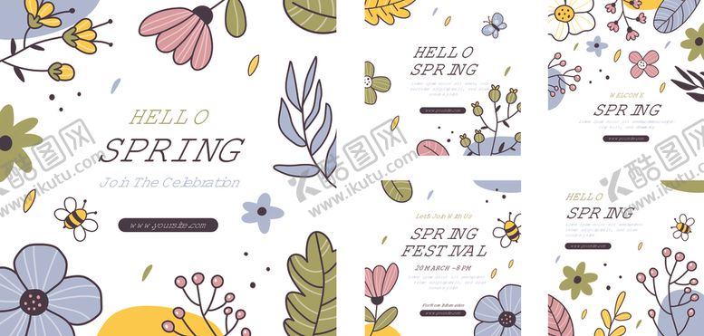 编号：66569811021124207639【酷图网】源文件下载-春季花卉装饰卡片设计