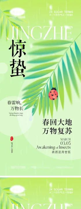 惊蛰节气海报虫子下雨雨水